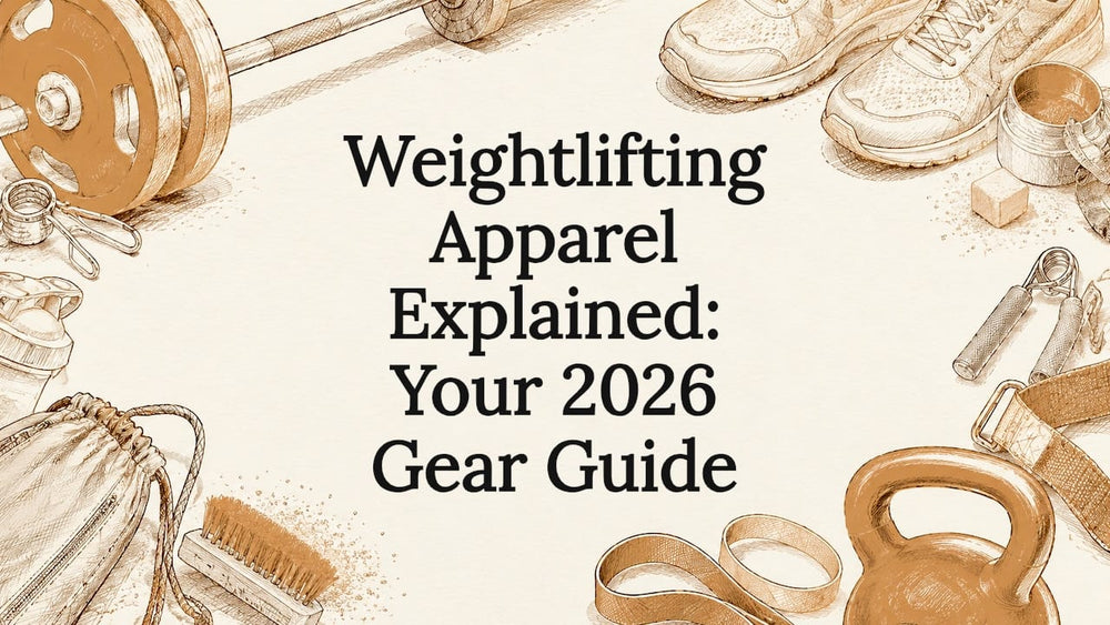 Decorative weightlifting title card illustration