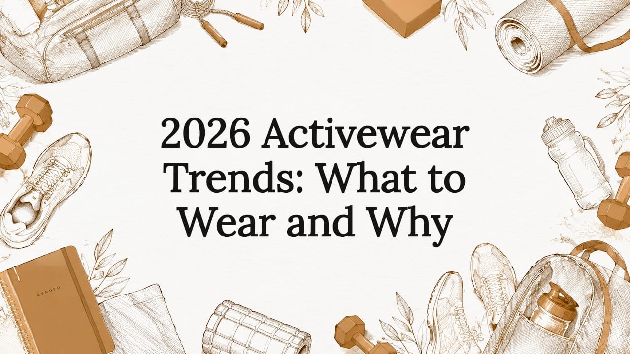 Decorative activewear-themed title card illustration