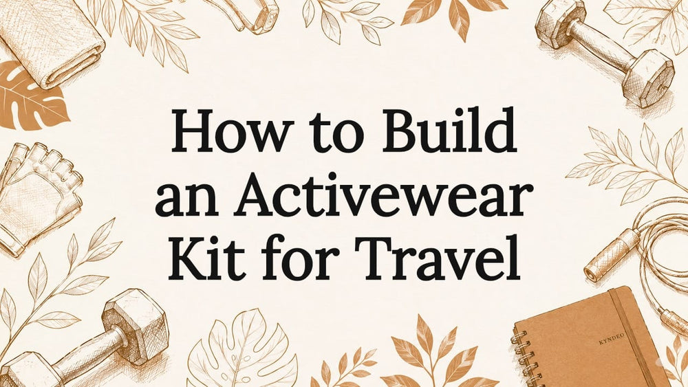 Decorative title card illustration with activewear elements