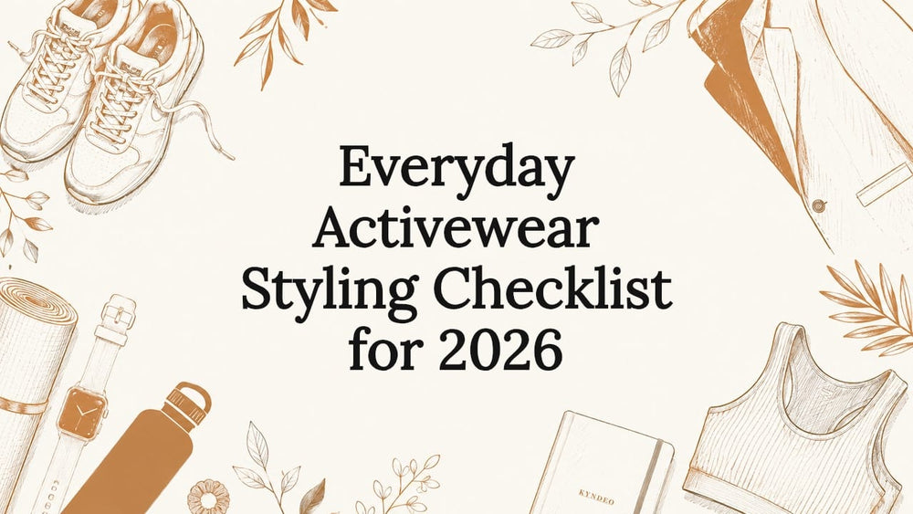 Decorative title card with activewear elements