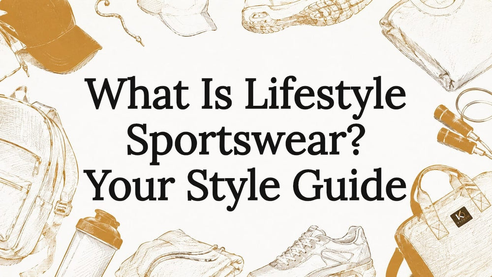 Decorative title card illustration with lifestyle sportswear themed drawings