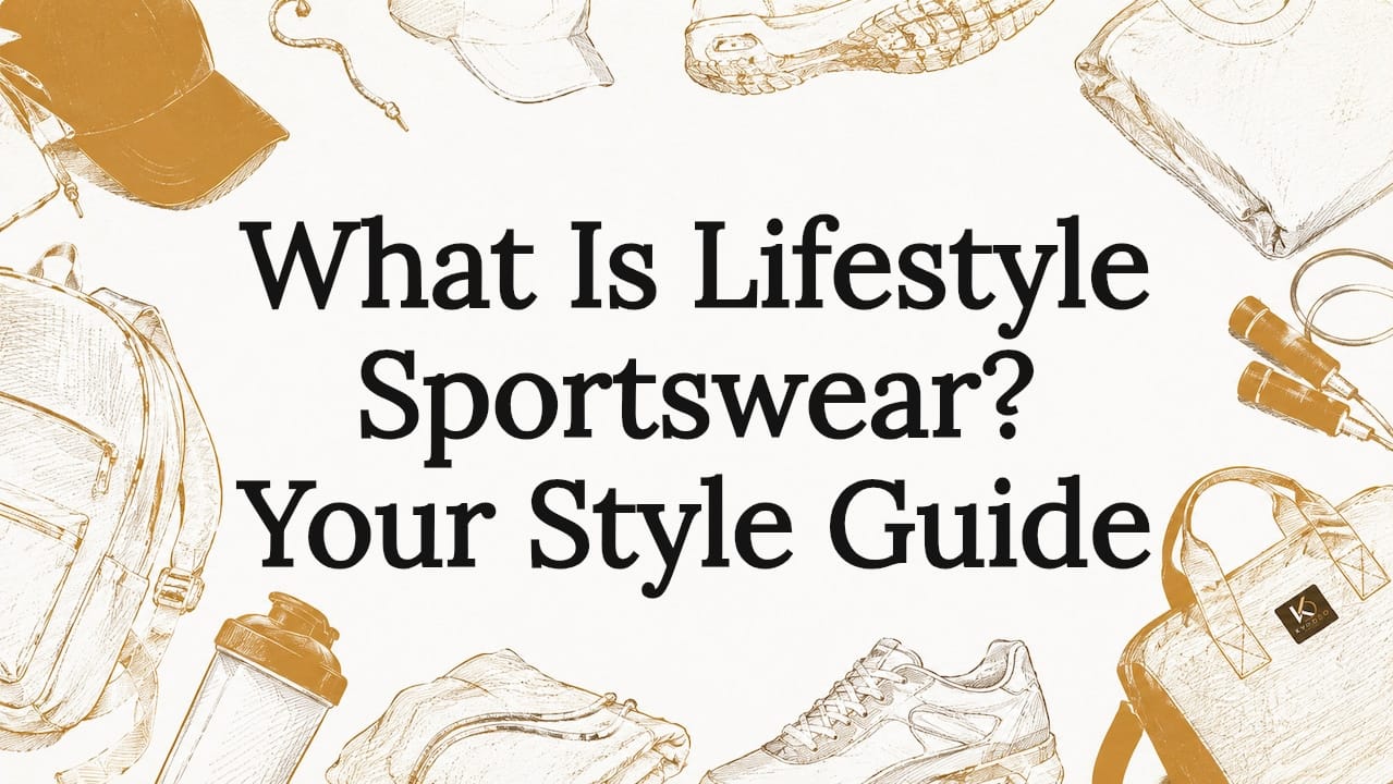 Decorative title card illustration with lifestyle sportswear themed drawings