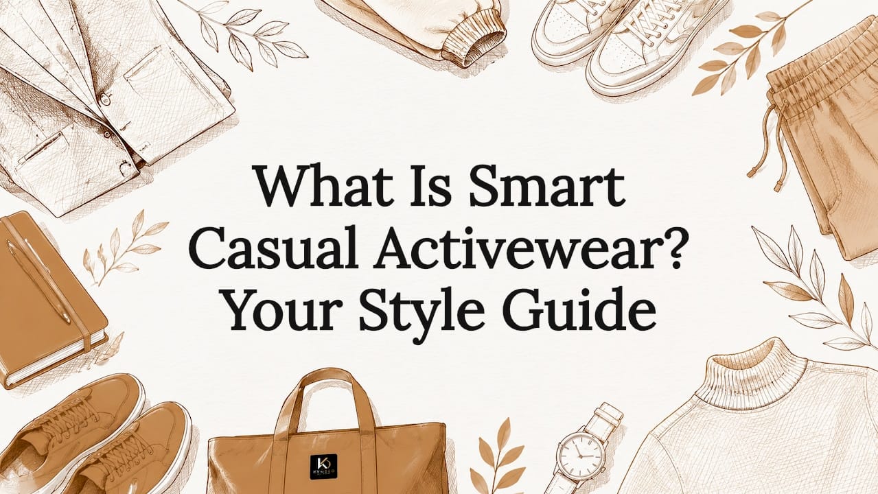 Decorative title card illustration with activewear elements