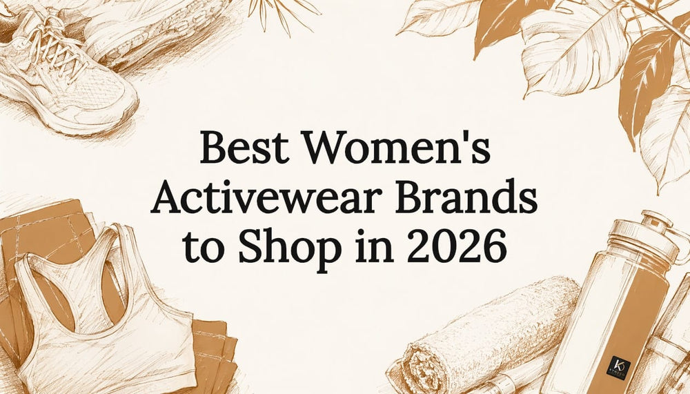 Decorative title card illustration for activewear article