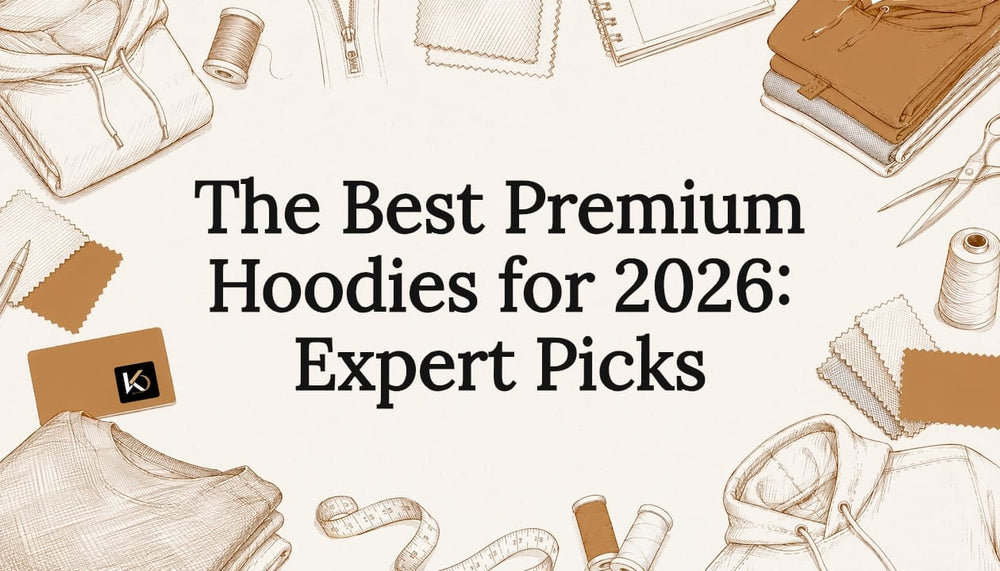 Decorative title card with hoodie-themed sketches