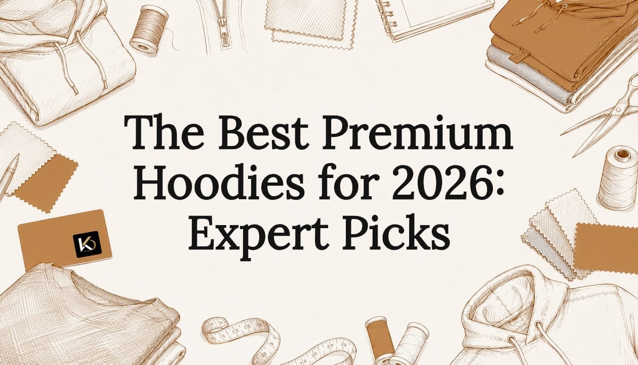 Decorative title card with hoodie-themed sketches
