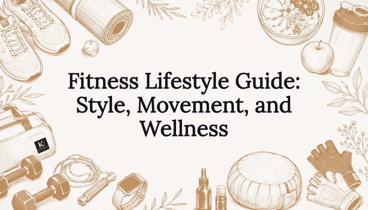 Decorative fitness lifestyle title card illustration