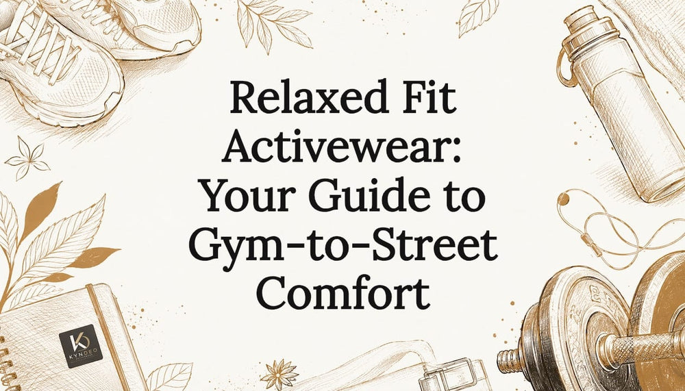 Decorative title card illustration with activewear themed objects