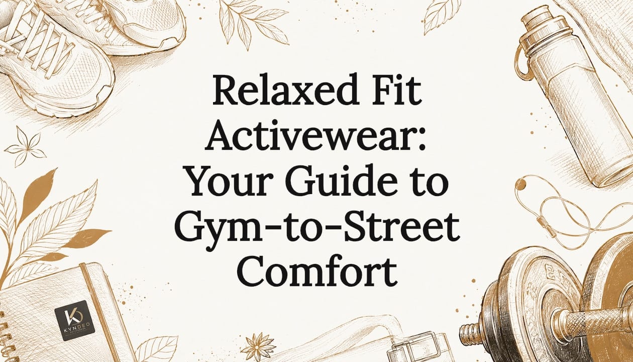 Decorative title card illustration with activewear themed objects
