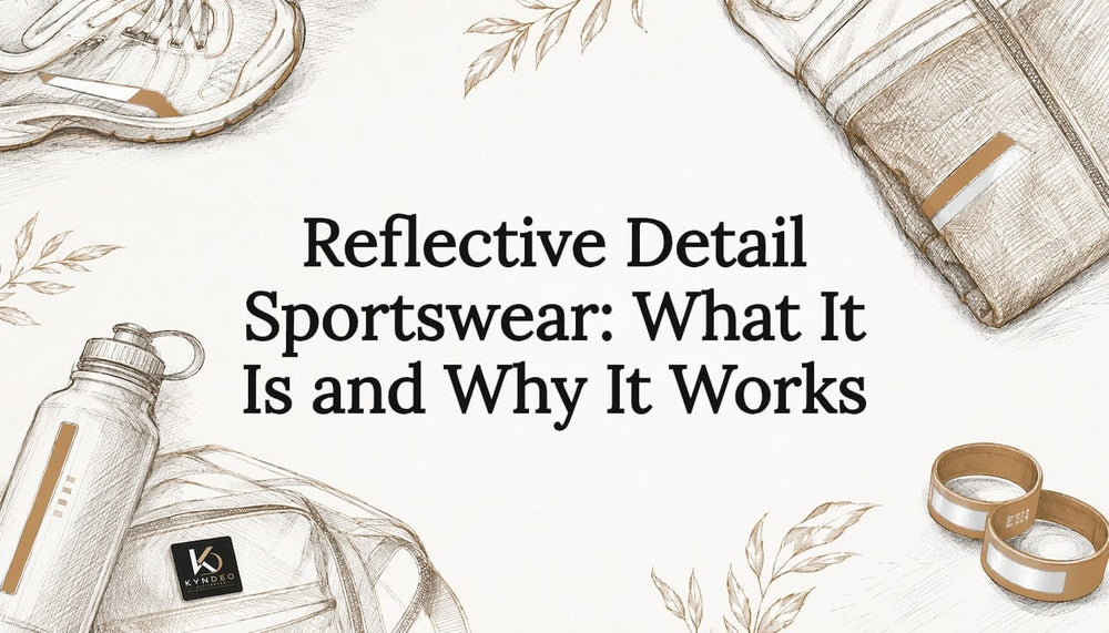 Decorative title card with reflective sportswear objects