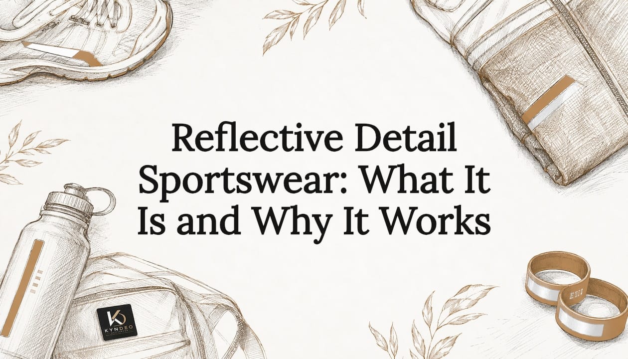 Decorative title card with reflective sportswear objects
