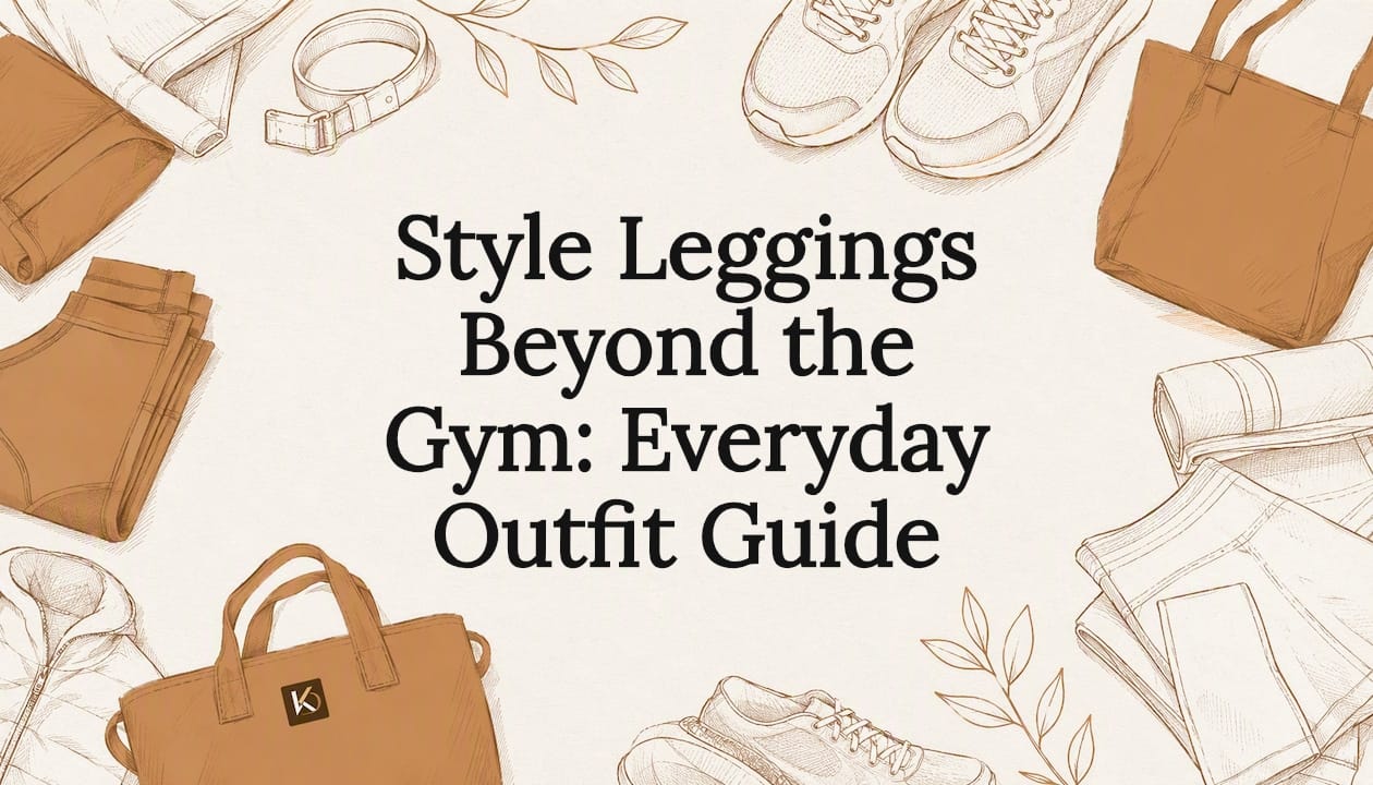 Decorative title card illustration with activewear products