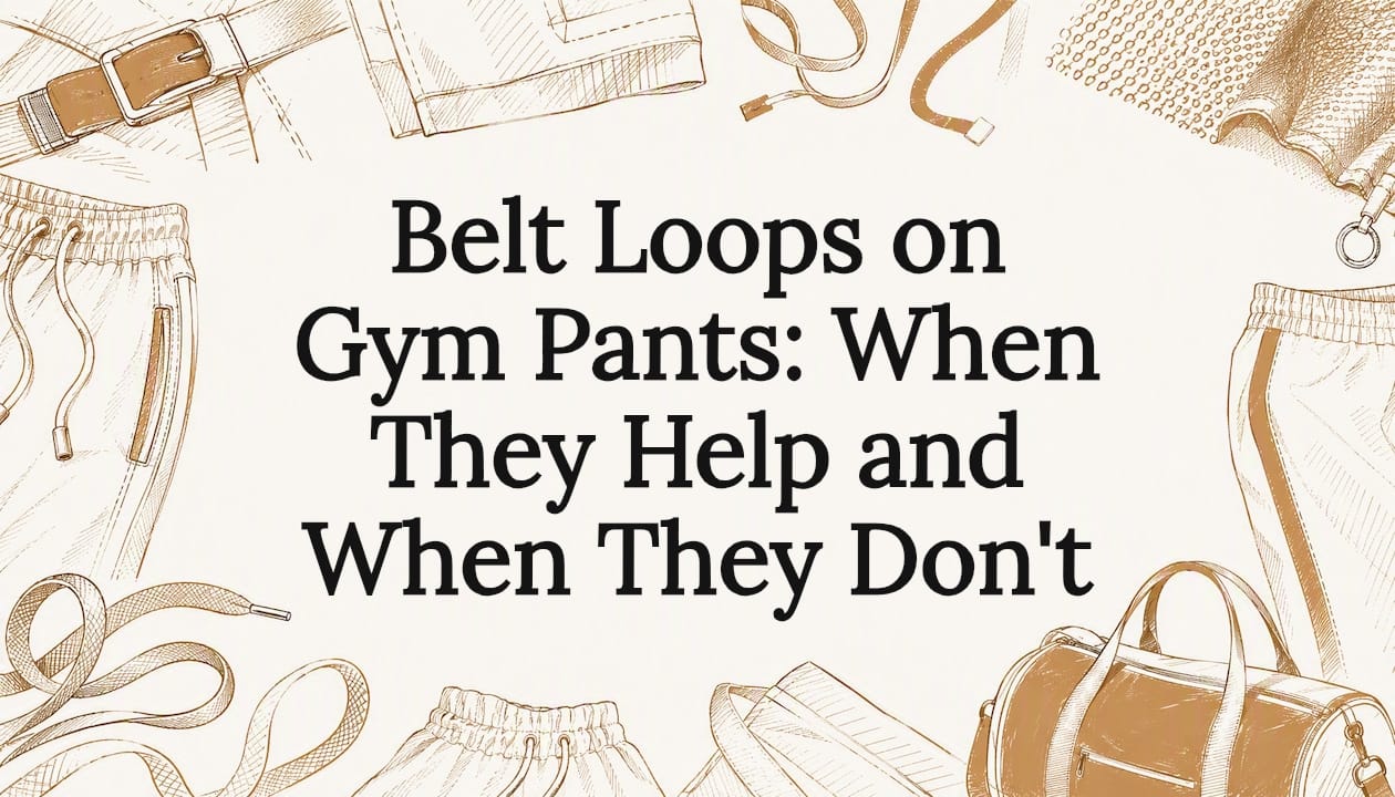 Decorative title card illustration with activewear details