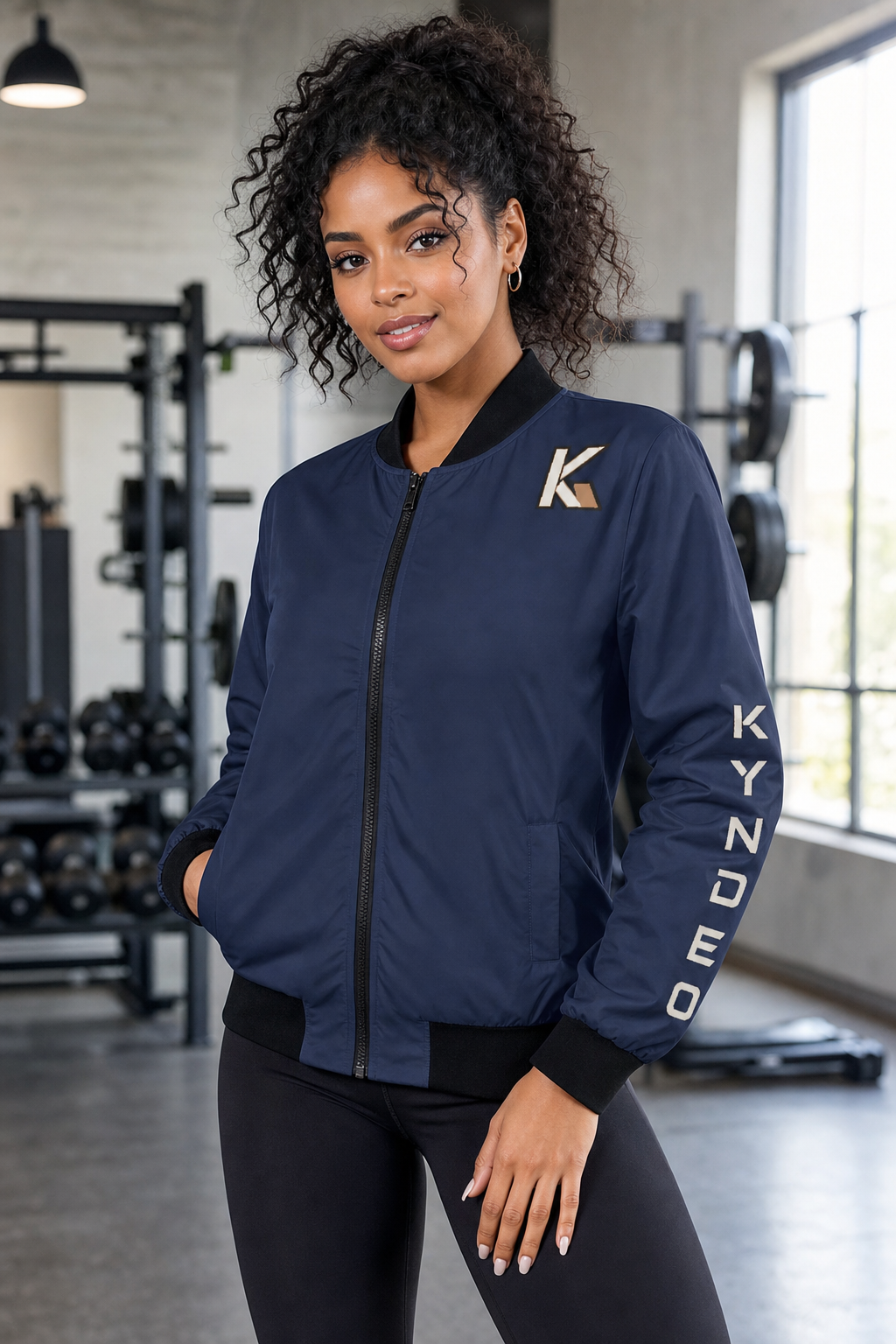 KYNDEO Women's Bomber Jacket - Blue