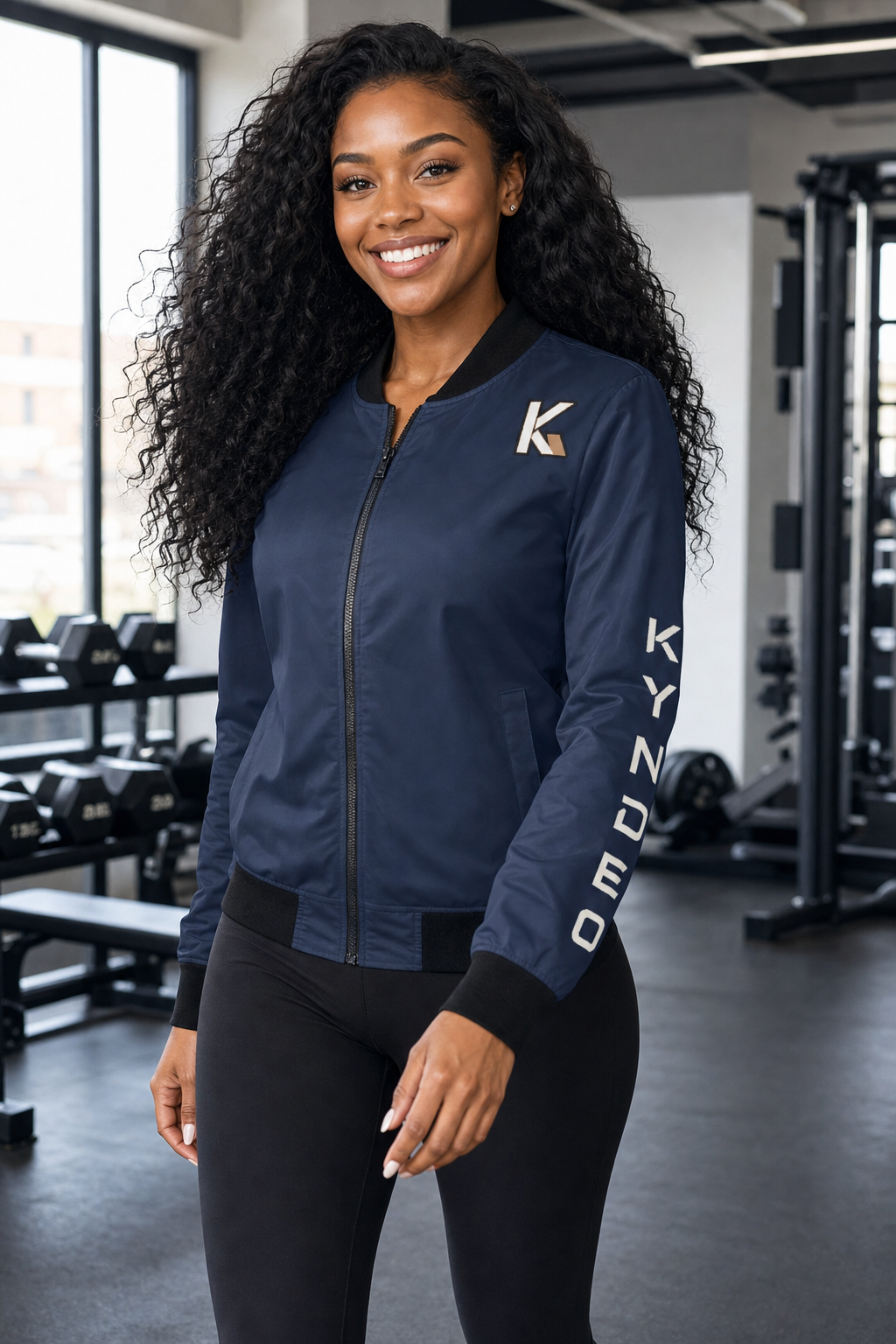 KYNDEO Women's Bomber Jacket - Blue