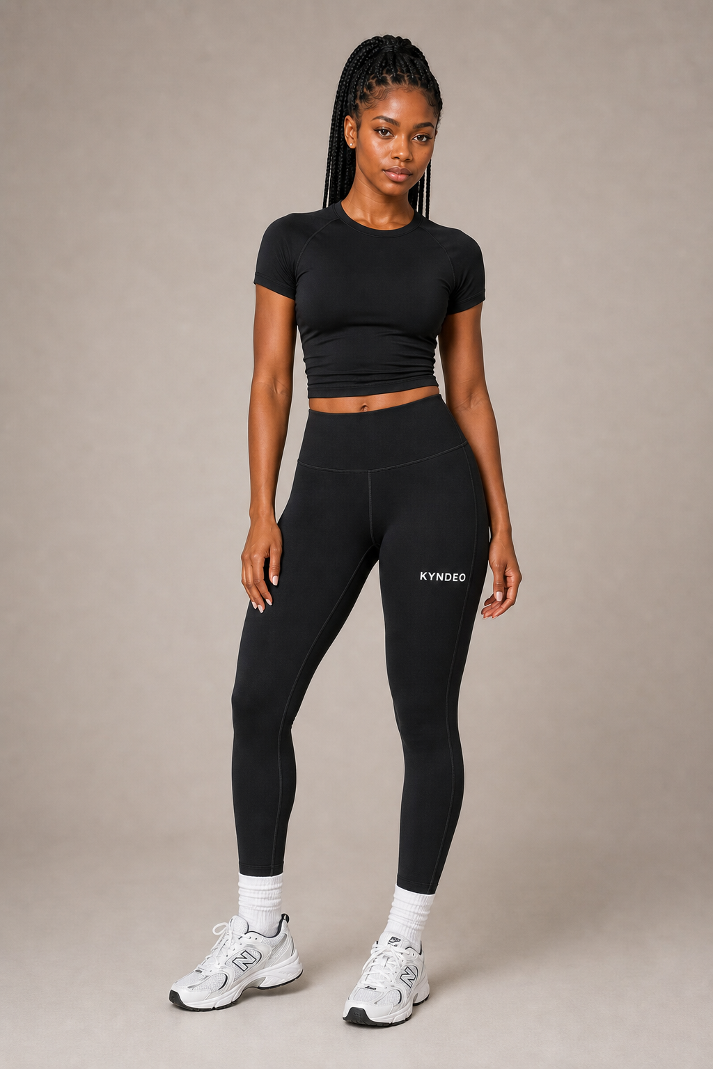 KYNDEO Noir Ivory Leggings — Black-owned premium activewear leggings for gym, street, and everyday movement