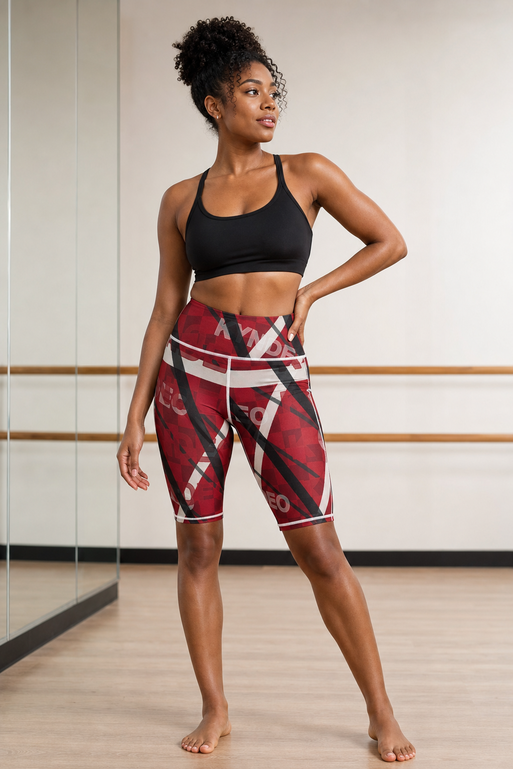 KYNDEO High-rise Yoga Shorts - Crimson Grid