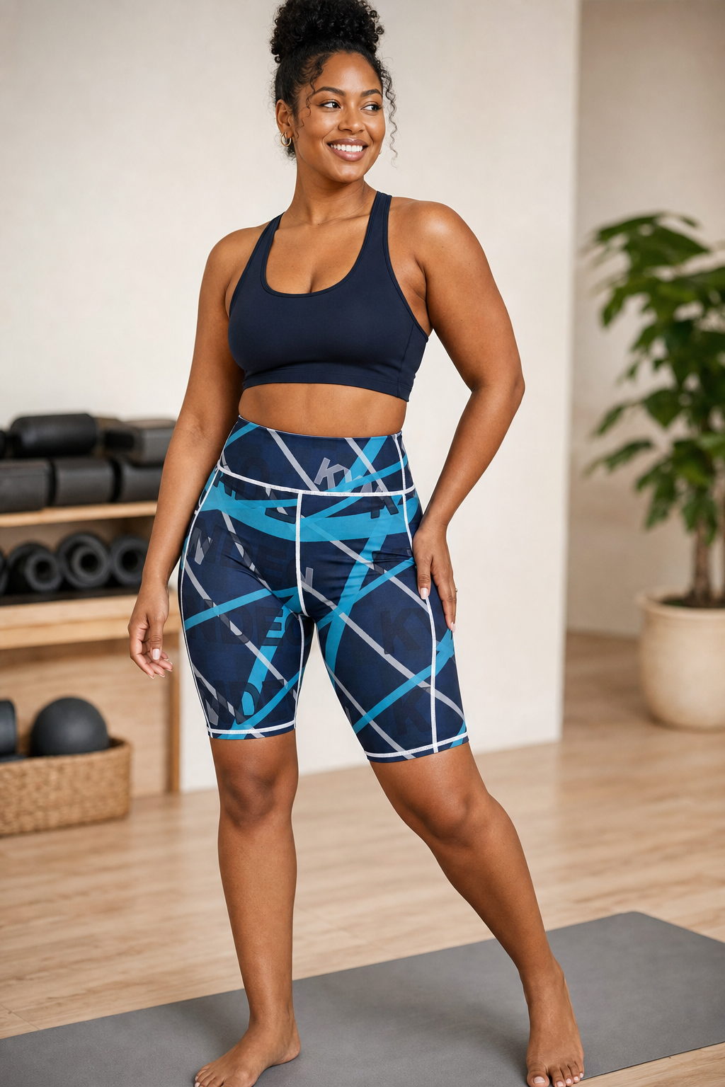 KYNDEO High-Rise Yoga Shorts - Blue