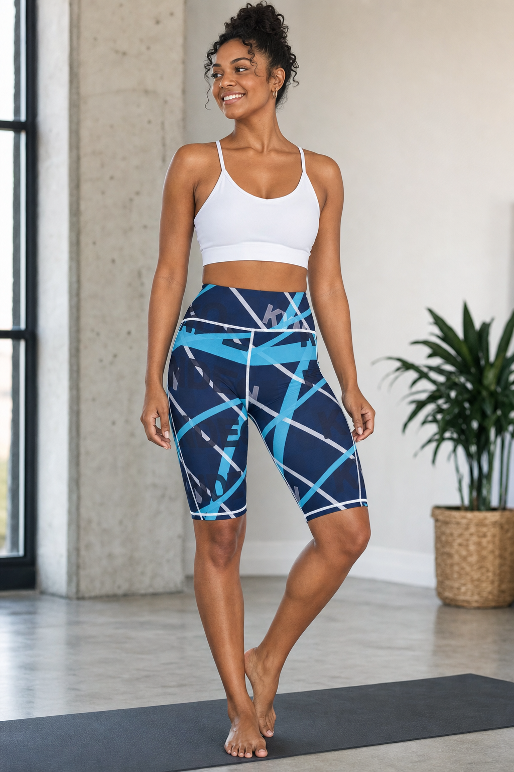 KYNDEO High-Rise Yoga Shorts - Blue