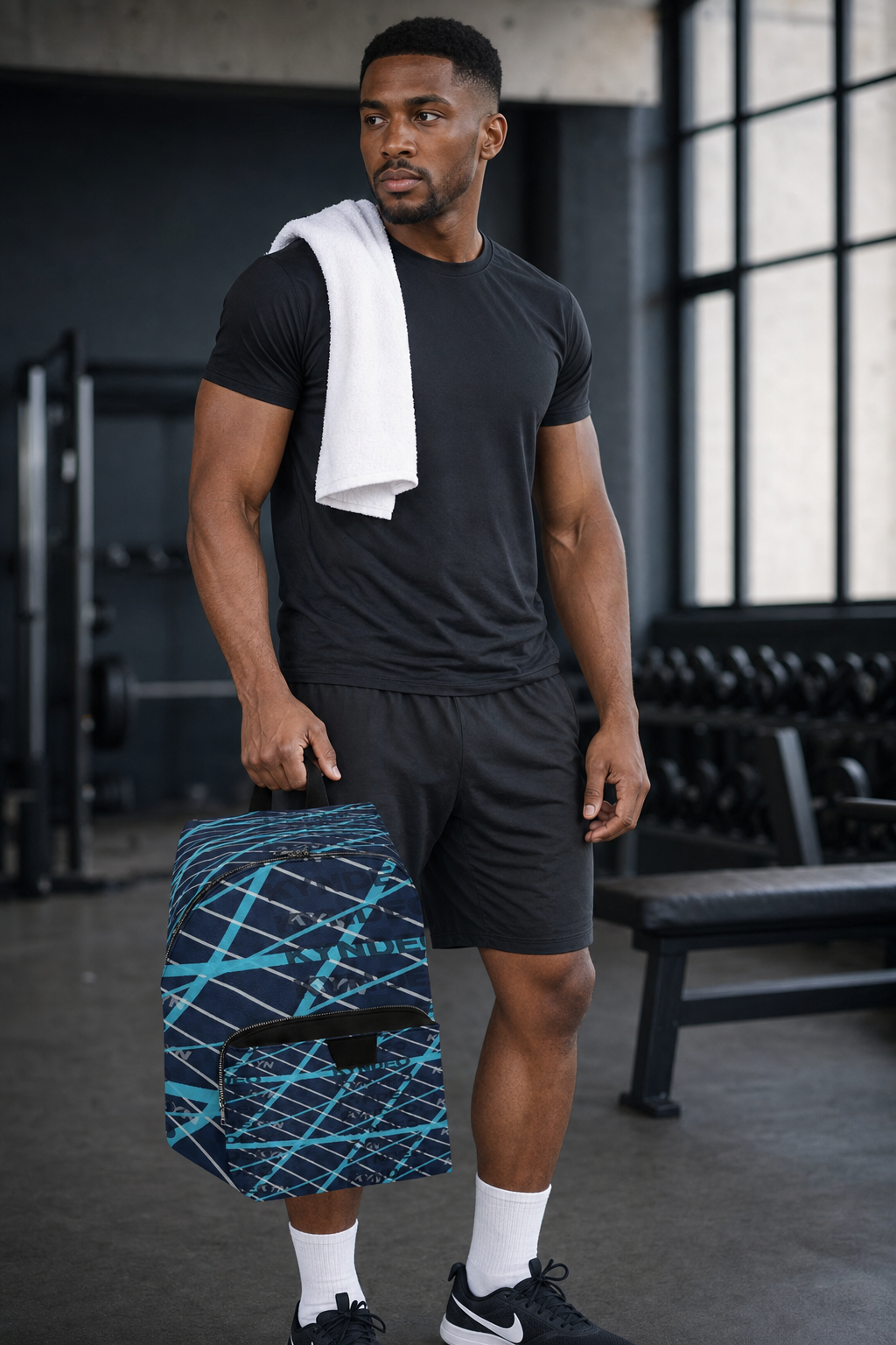 KYNDEO Leather Backpack - Aqua Grid