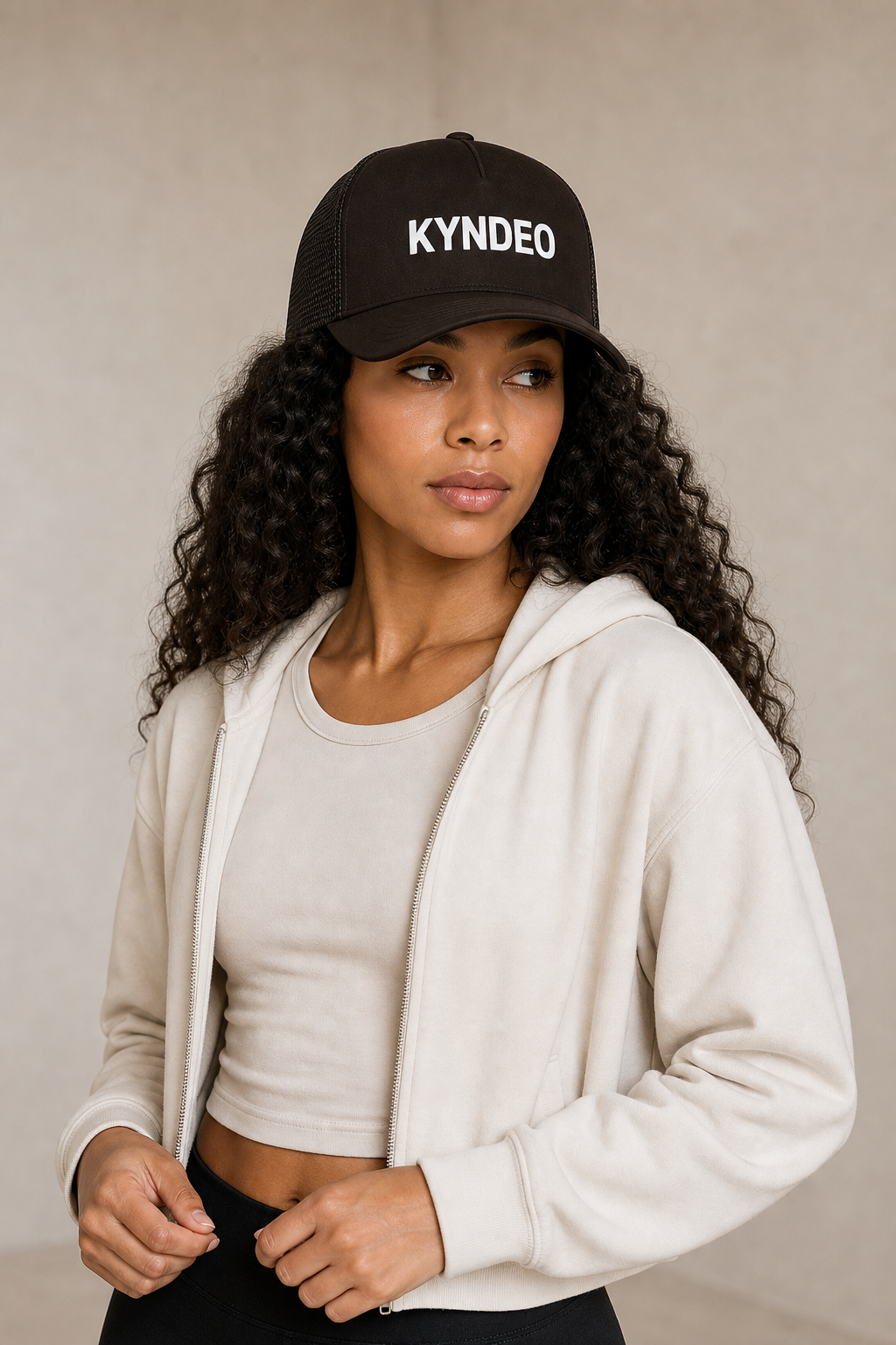 KYNDEO Noir Ivory Hat — Black-owned premium activewear hat for gym, street, travel, and everyday style