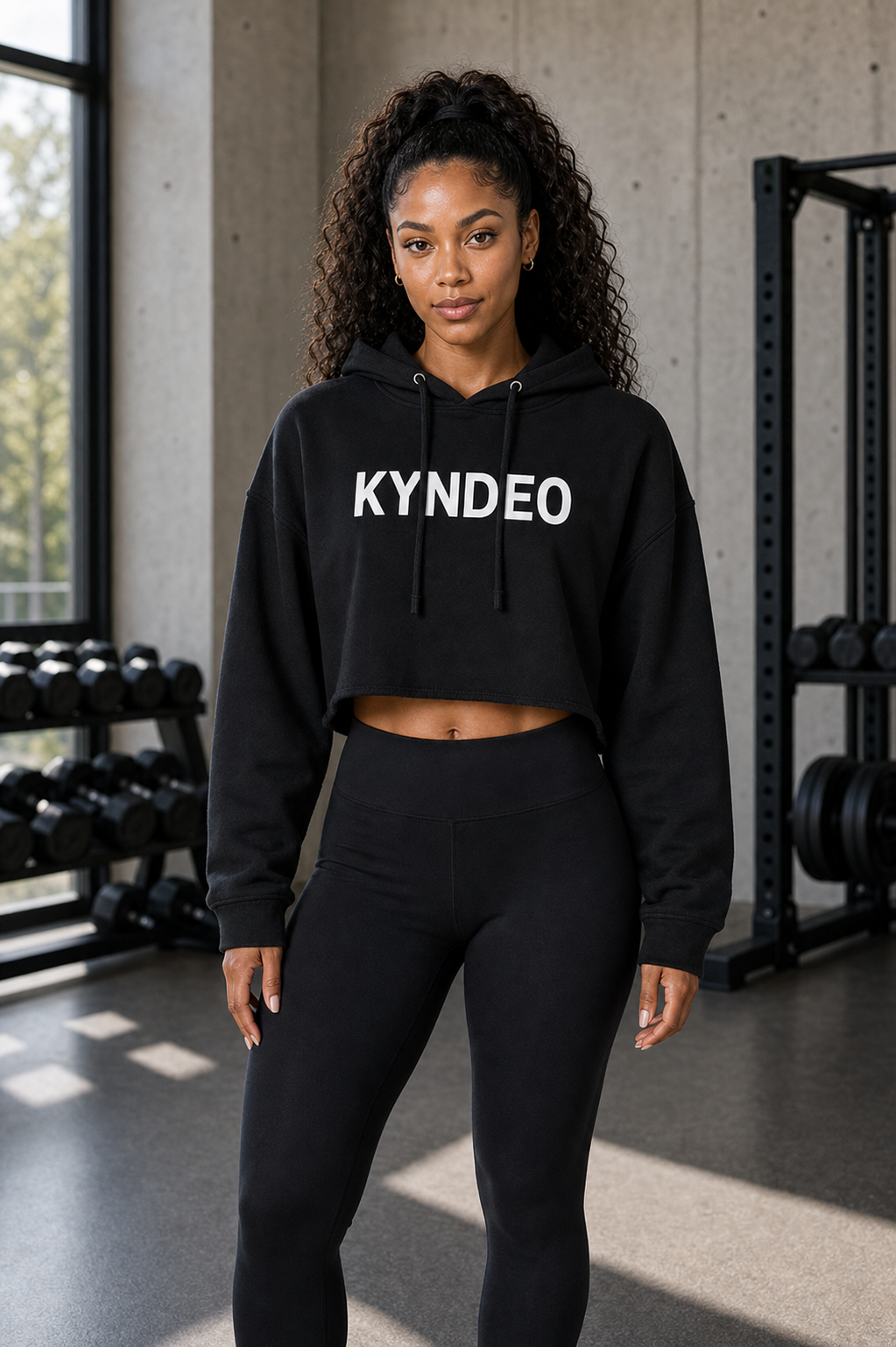 KYNDEO Noir Ivory Cut-Off Hoodie
