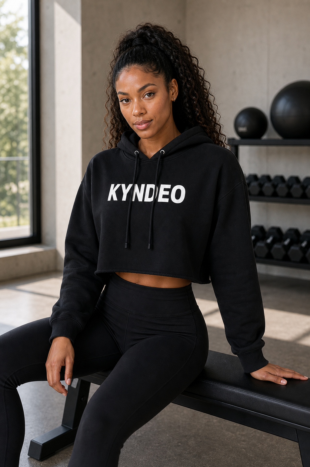 KYNDEO Noir Ivory Cut-Off Hoodie
