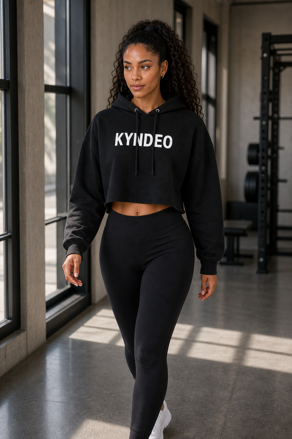 KYNDEO Noir Ivory Cut-Off Hoodie