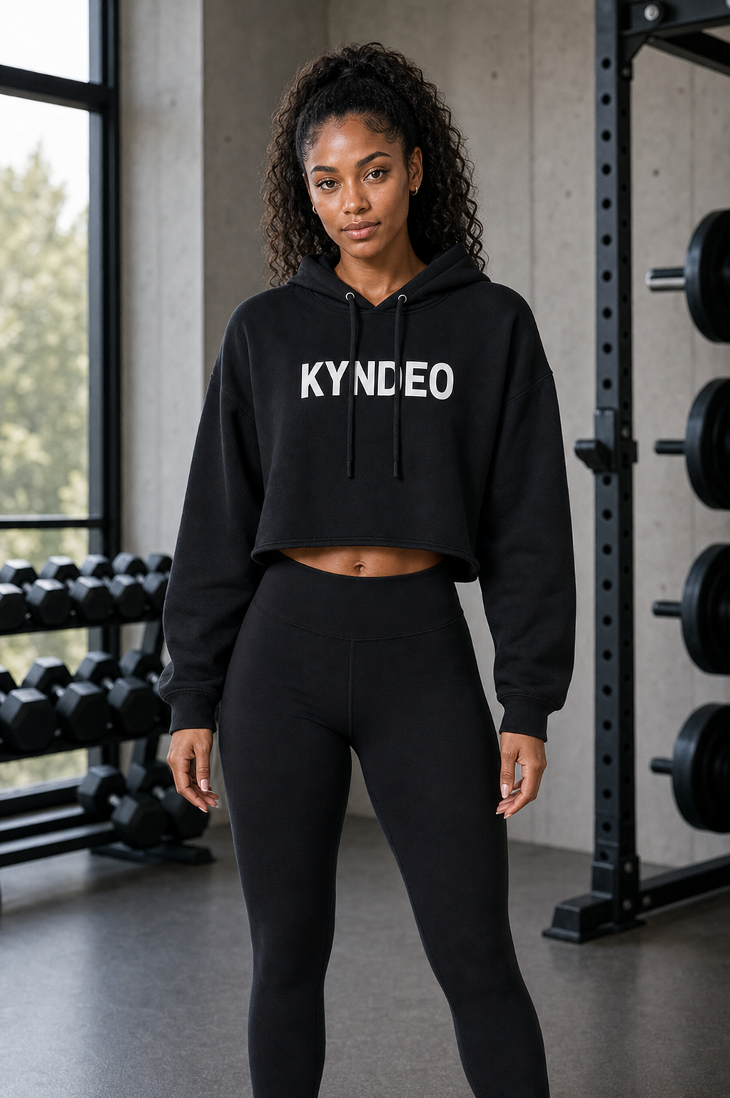 KYNDEO Noir Ivory Cut-Off Hoodie