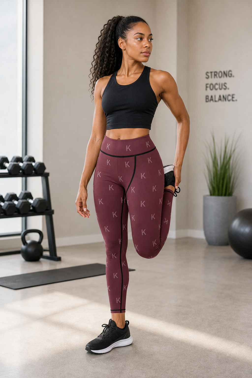 KYNDEO Powerline Legging - Oxblood Monogram