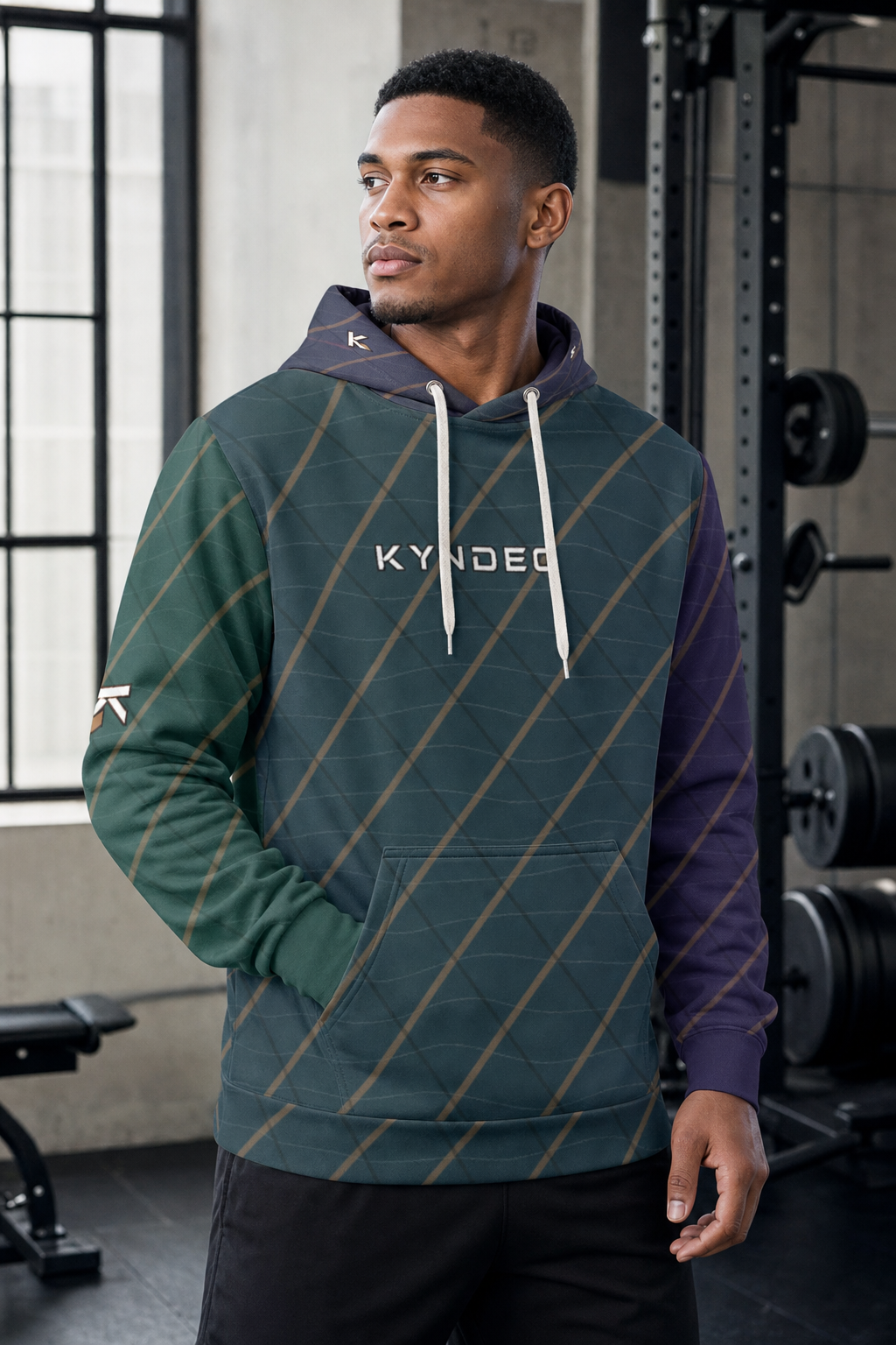 KYNDEO Men's Maison Grid Hoodie - Forest Night