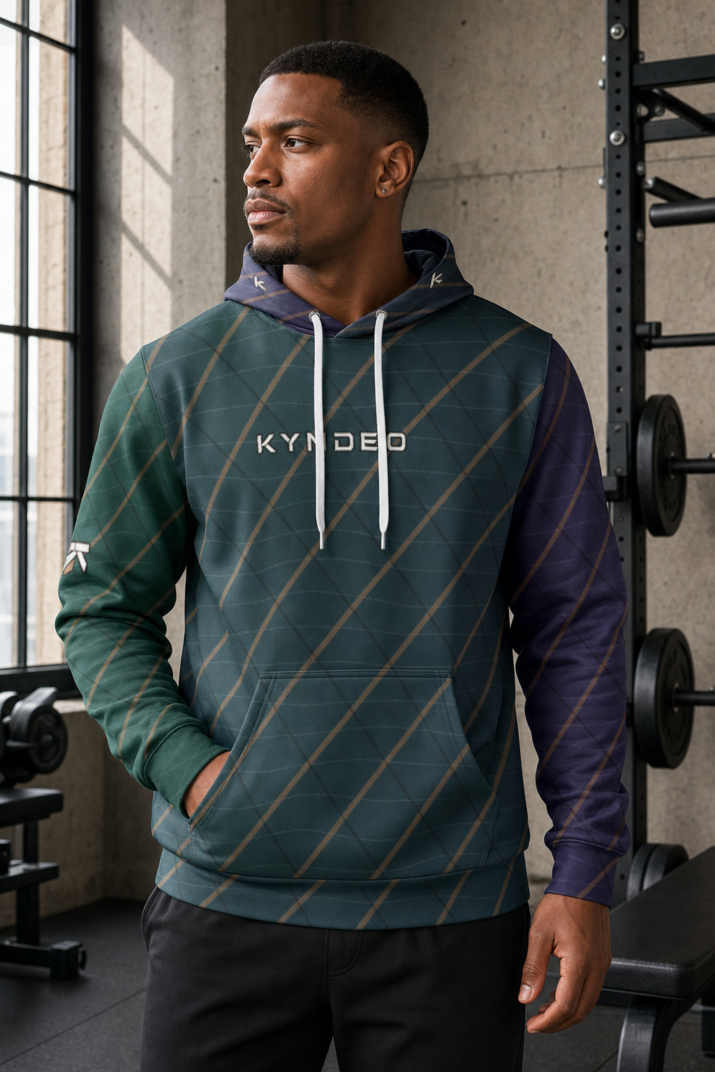 KYNDEO Men's Maison Grid Hoodie - Forest Night
