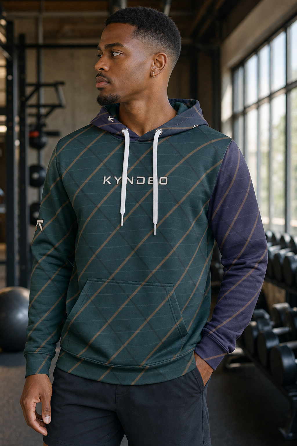 KYNDEO Men's Maison Grid Hoodie - Forest Night