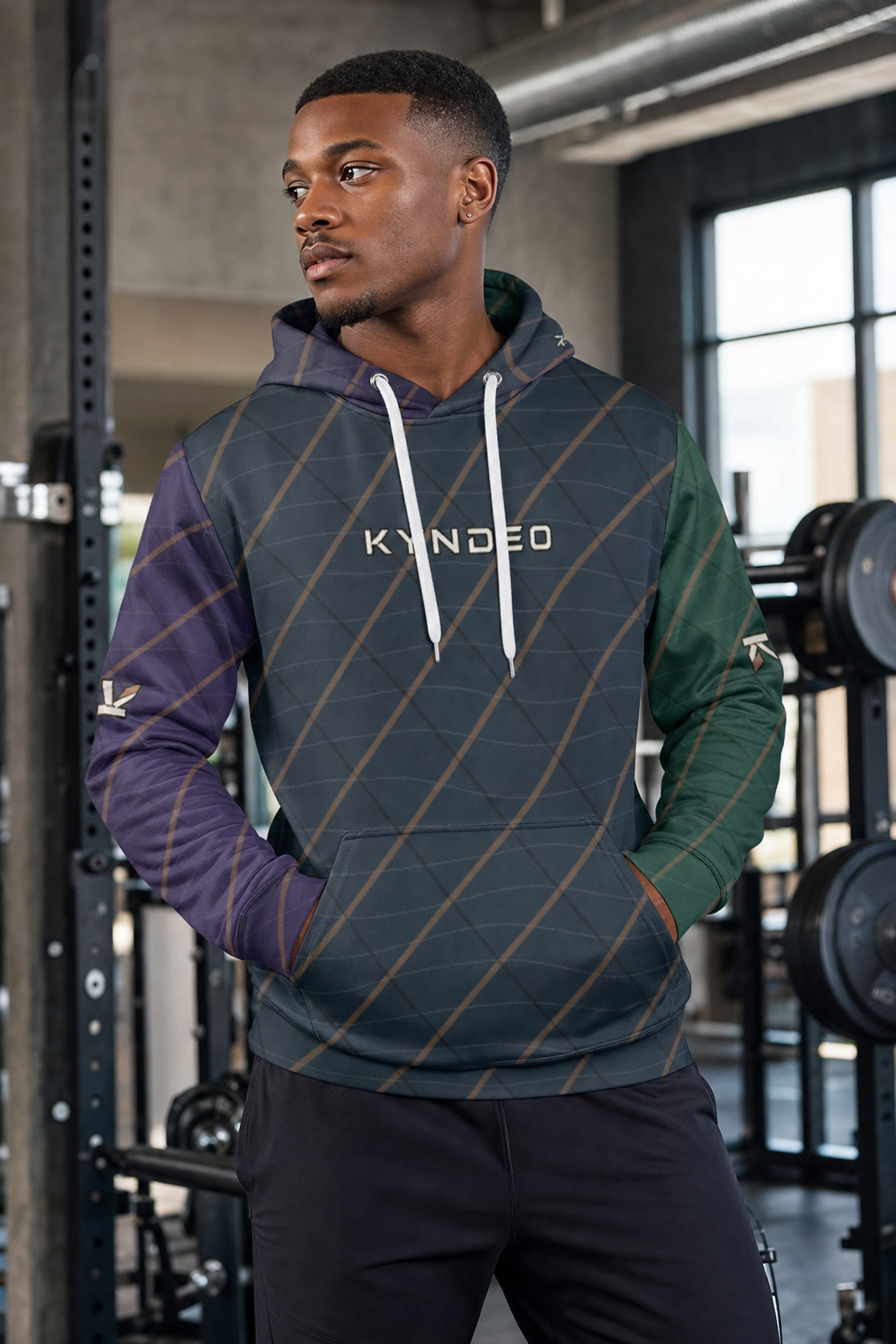 KYNDEO Men's Maison Grid Hoodie - Forest Night