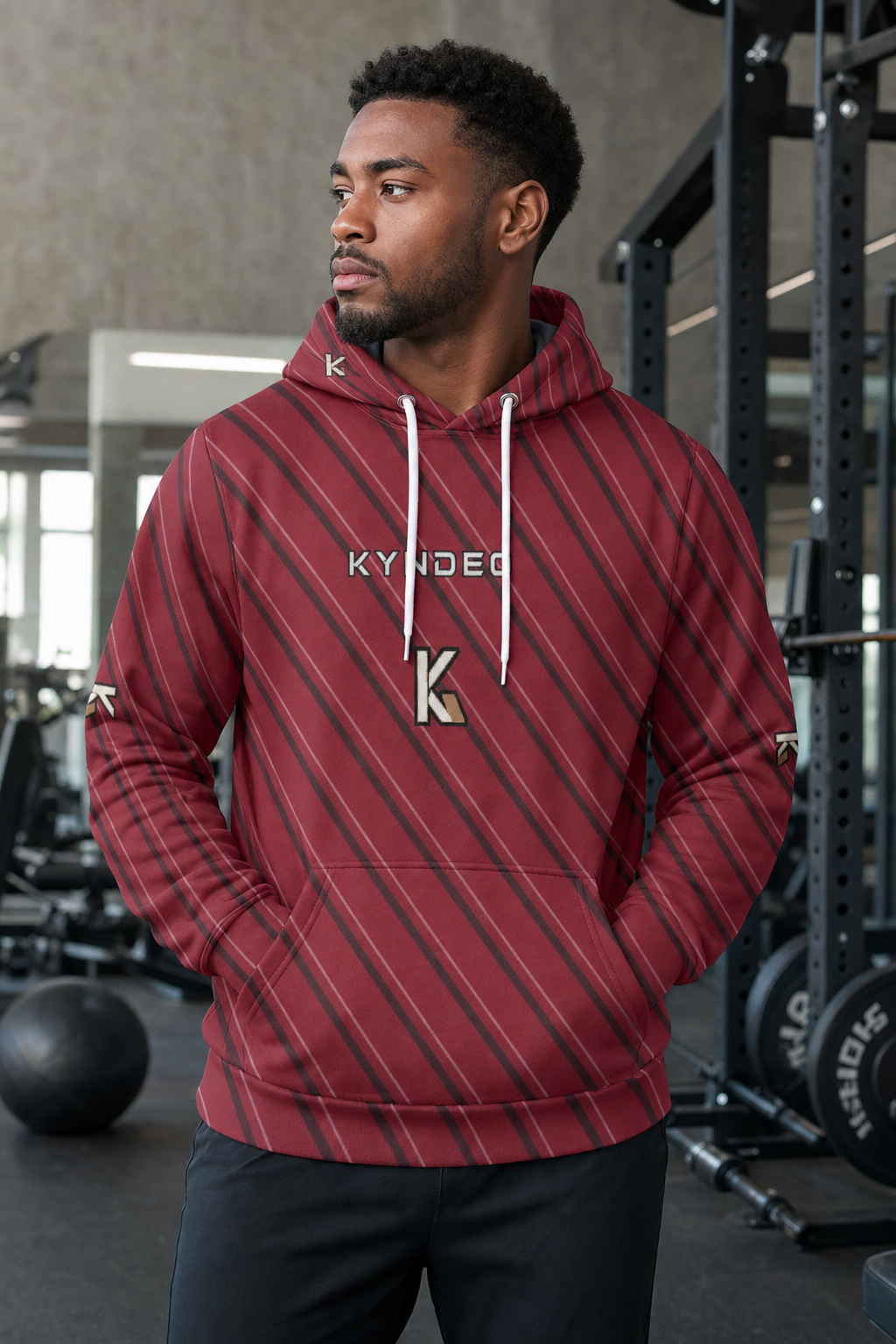 KYNDEO Men's Maison Grid Hoodie - Crimson Line