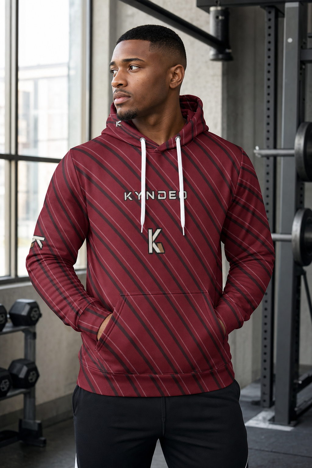 KYNDEO Men's Maison Grid Hoodie - Crimson Line