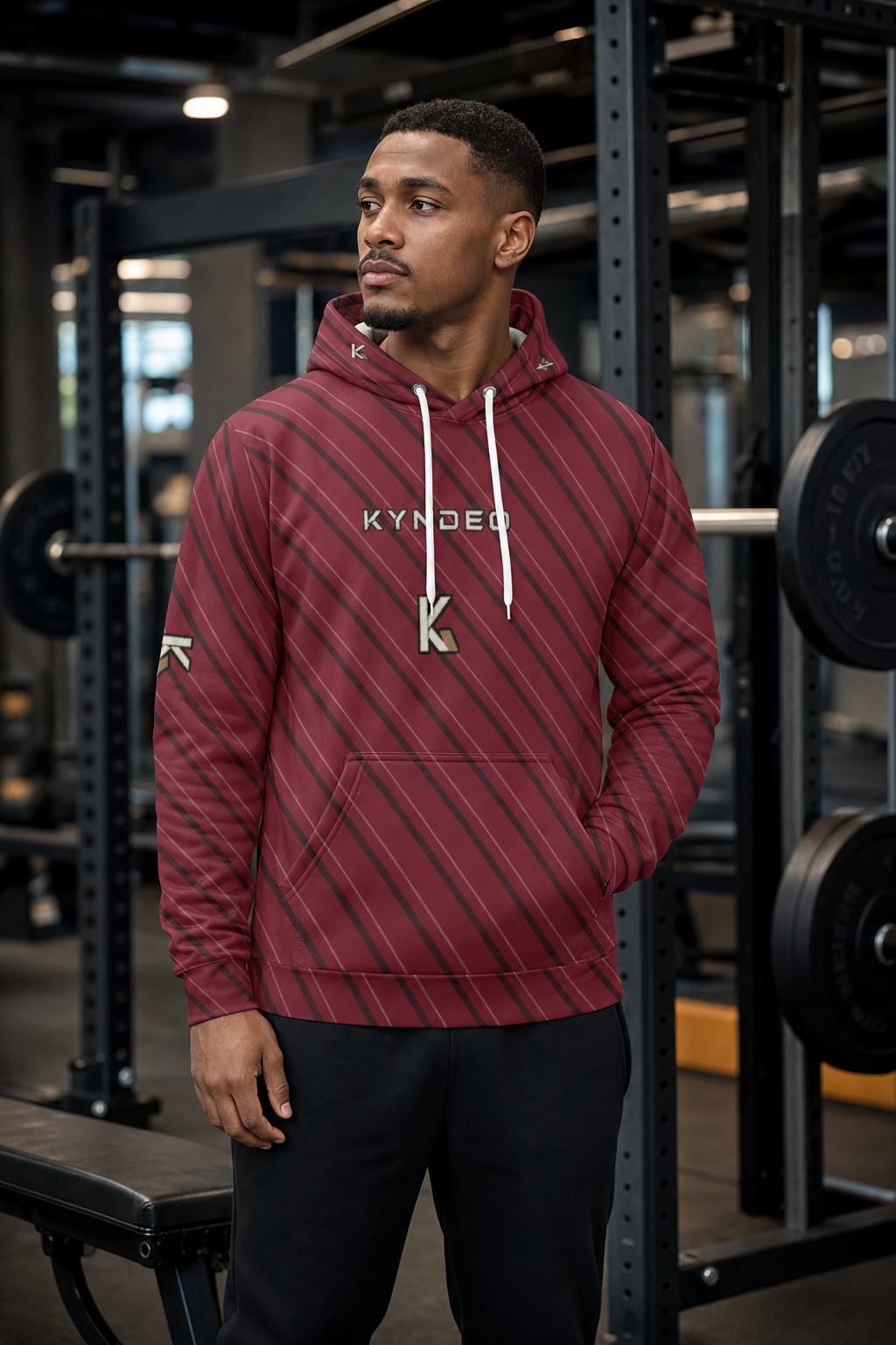KYNDEO Men's Maison Grid Hoodie - Crimson Line