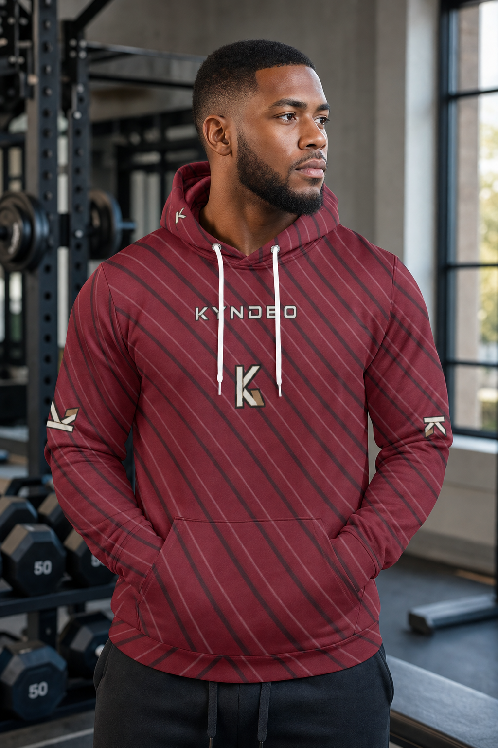 KYNDEO Men's Maison Grid Hoodie - Crimson Line
