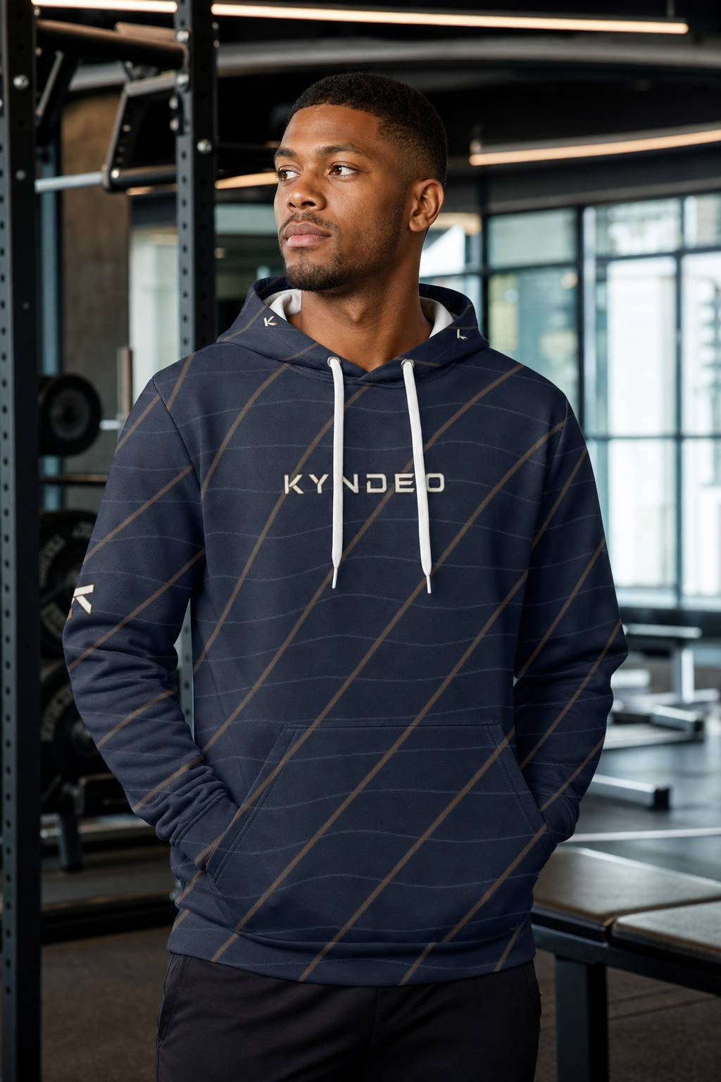 KYNDEO Men's Maison Grid Hoodie - Midnight Line