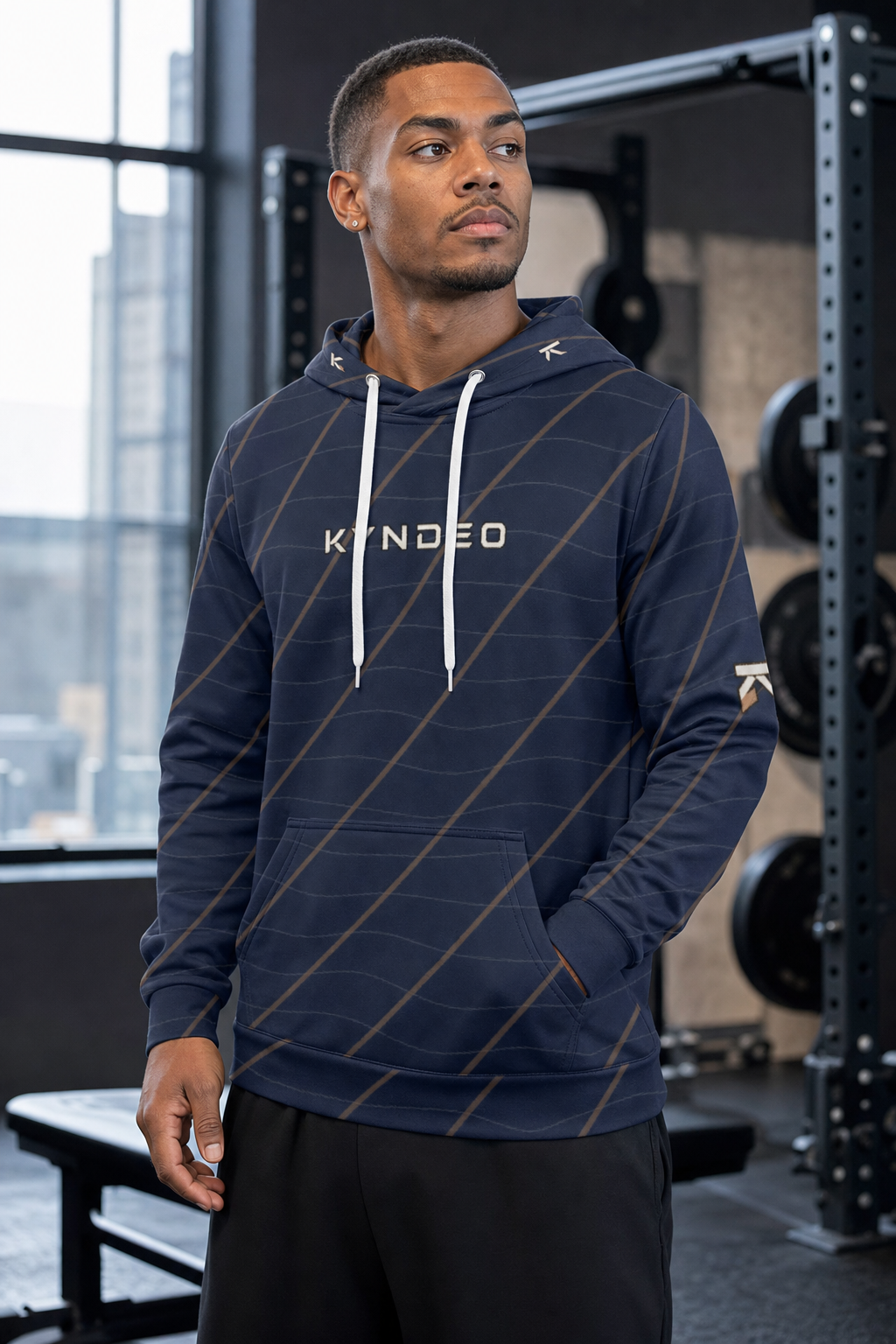 KYNDEO Men's Maison Grid Hoodie - Midnight Line
