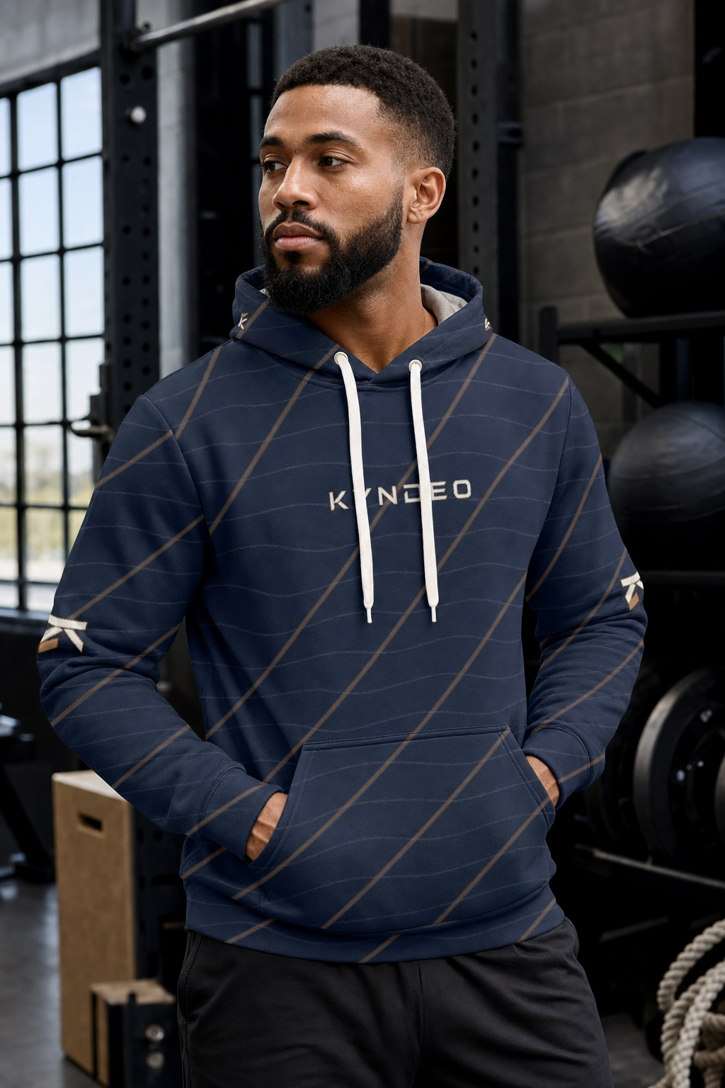 KYNDEO Men's Maison Grid Hoodie - Midnight Line