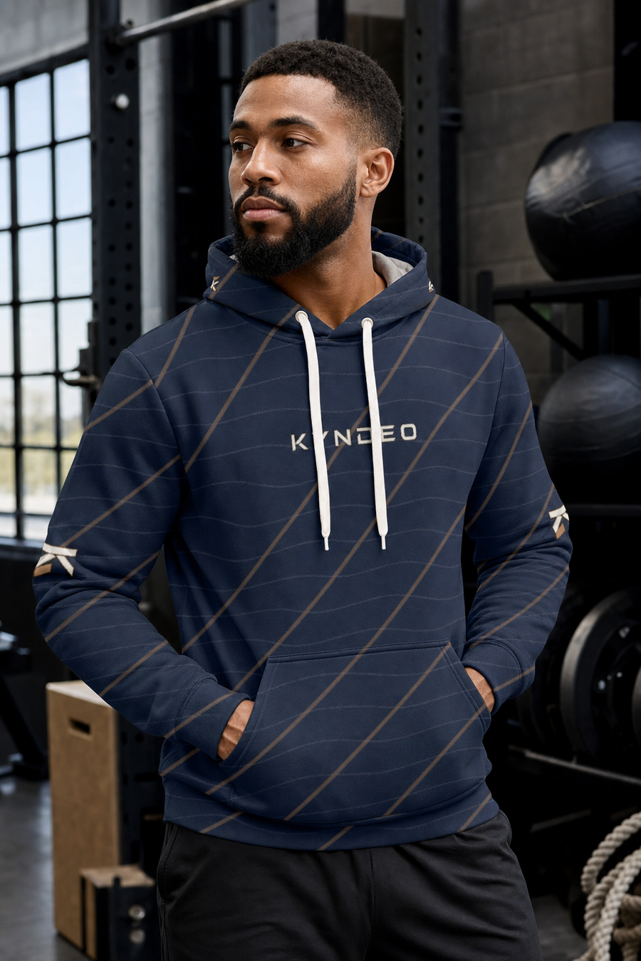 KYNDEO Men's Maison Grid Hoodie - Midnight Line