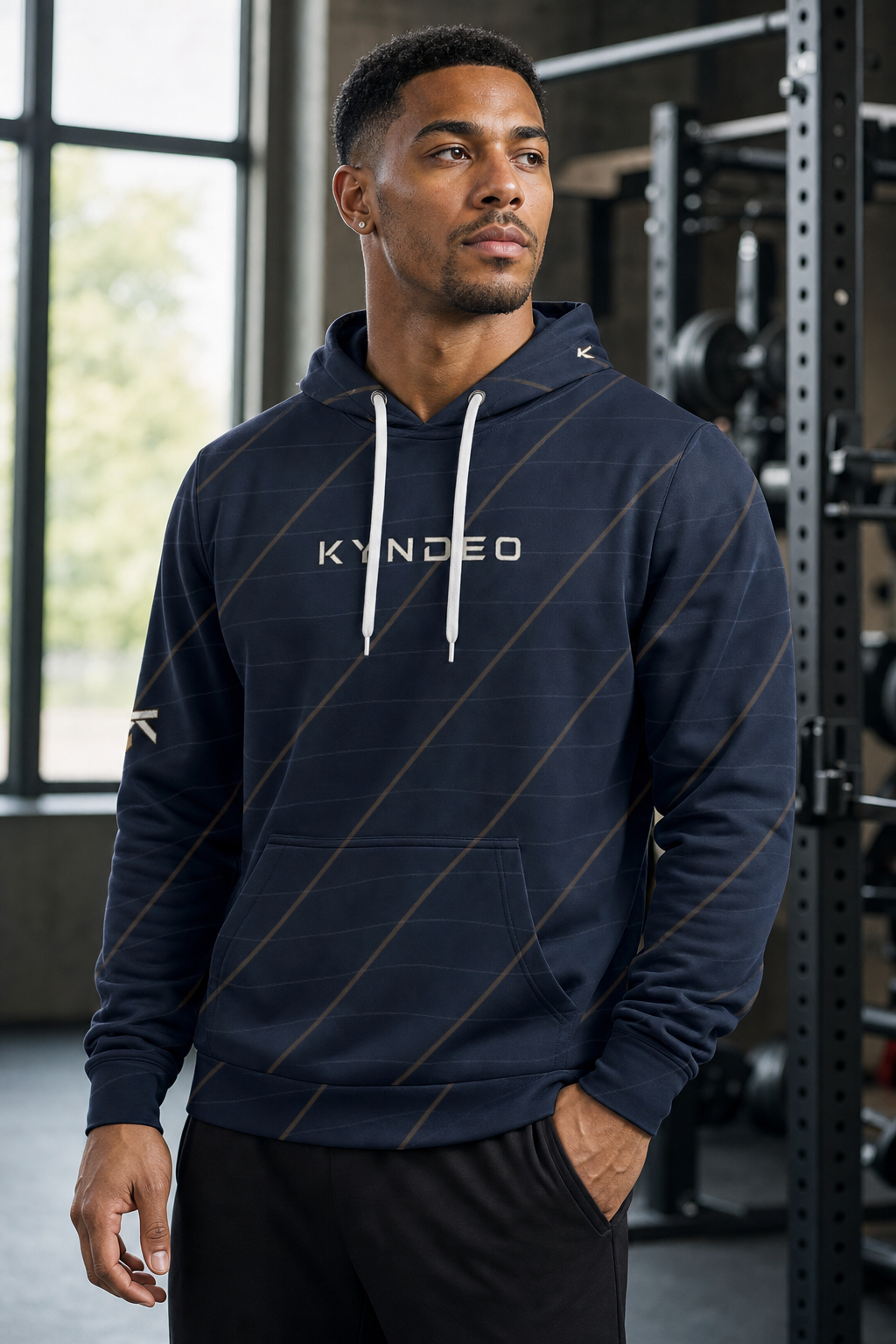 KYNDEO Men's Maison Grid Hoodie - Midnight Line