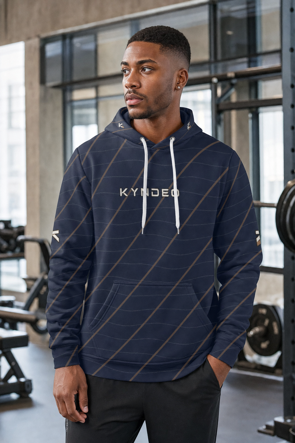 KYNDEO Men's Maison Grid Hoodie - Midnight Line