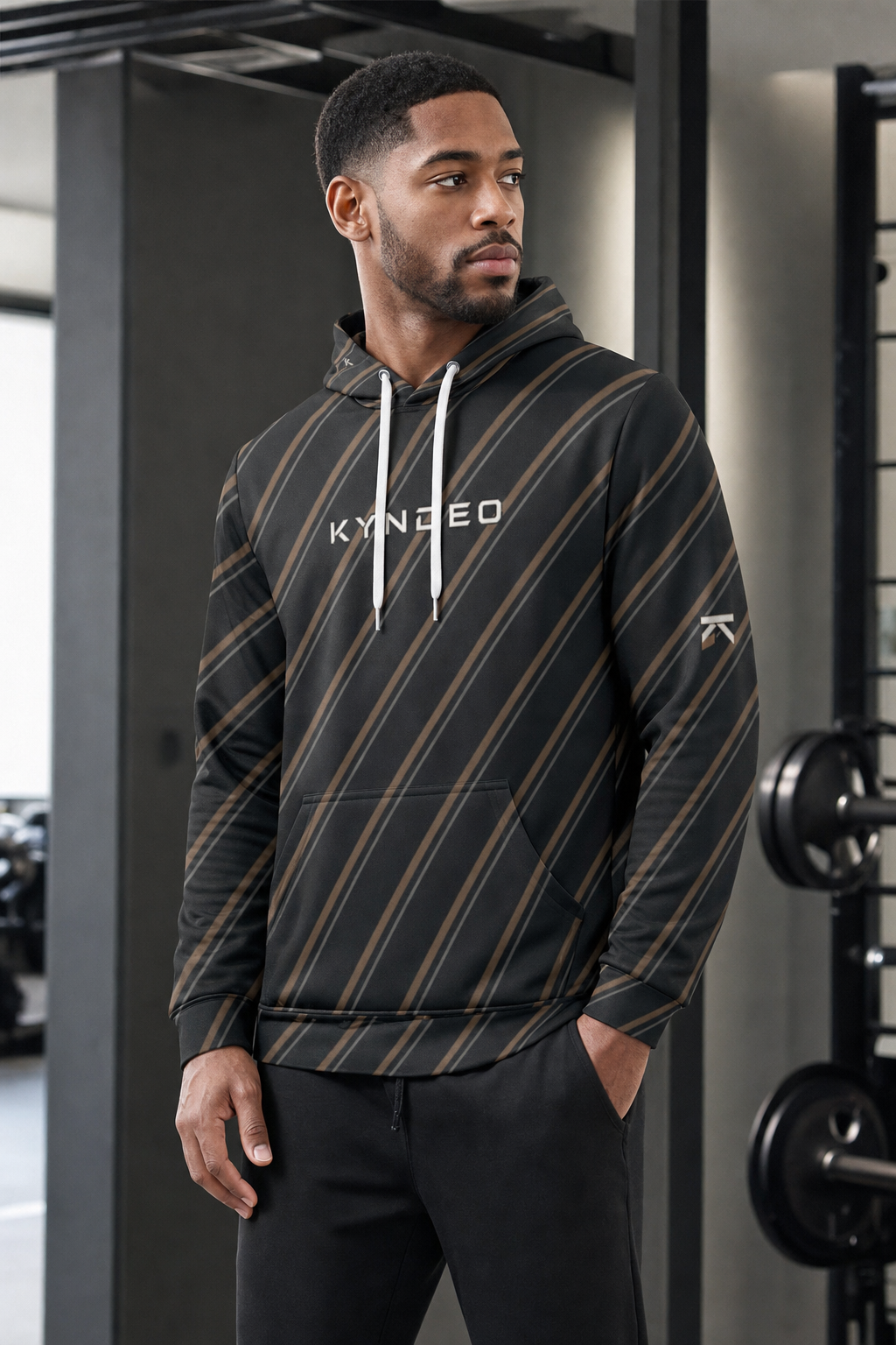 KYNDEO Men's Maison Grid Hoodie - Noir Bronze Line