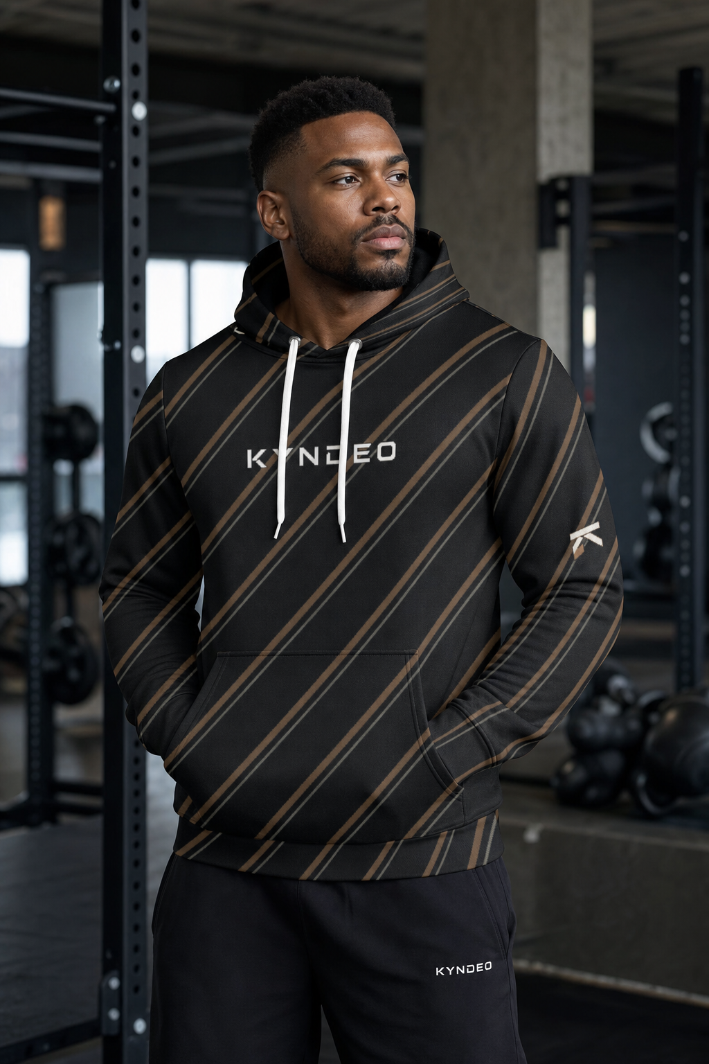 KYNDEO Men's Maison Grid Hoodie - Noir Bronze Line