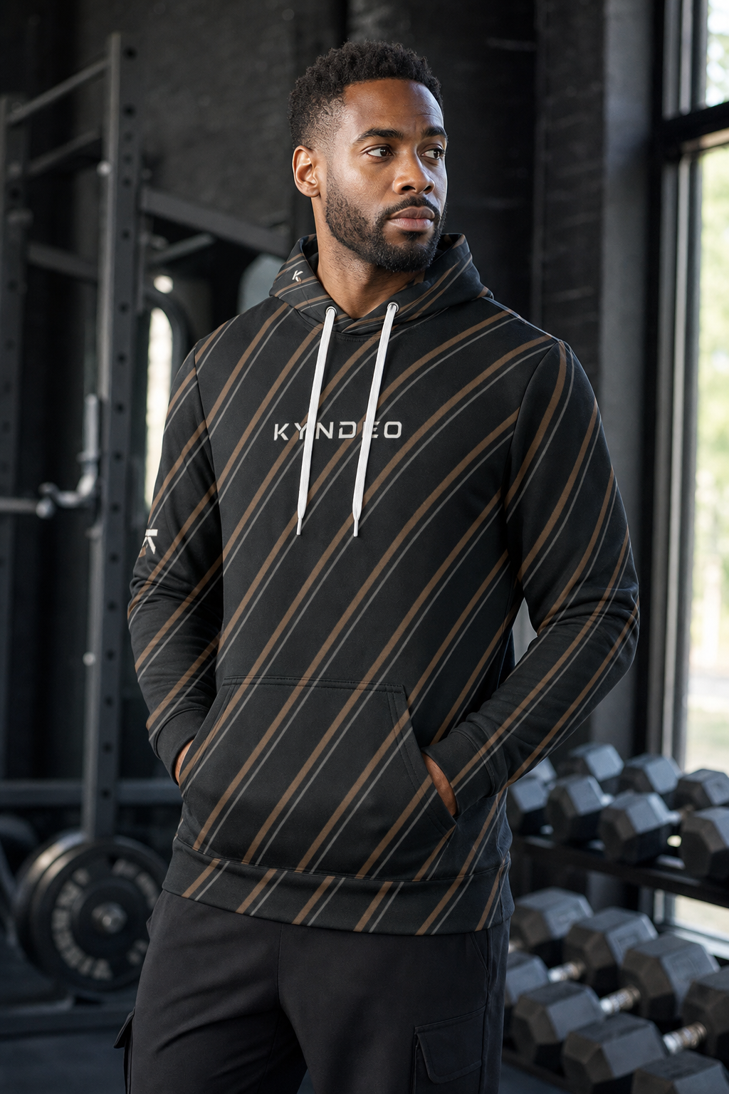 KYNDEO Men's Maison Grid Hoodie - Noir Bronze Line