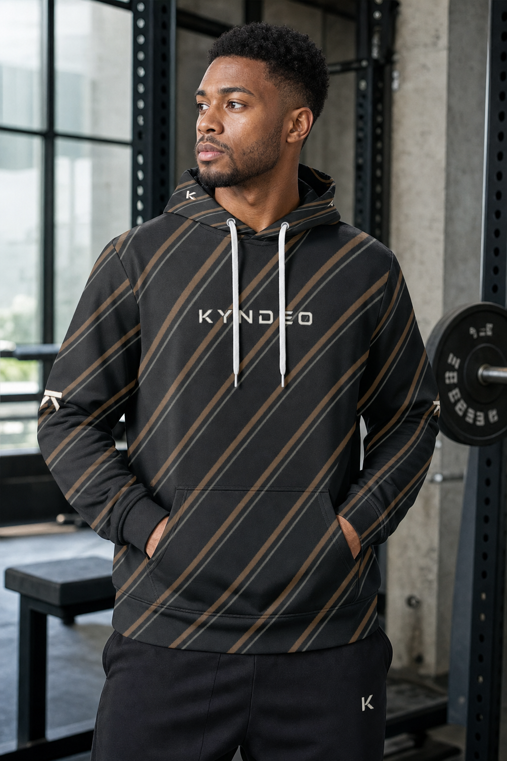KYNDEO Men's Maison Grid Hoodie - Noir Bronze Line