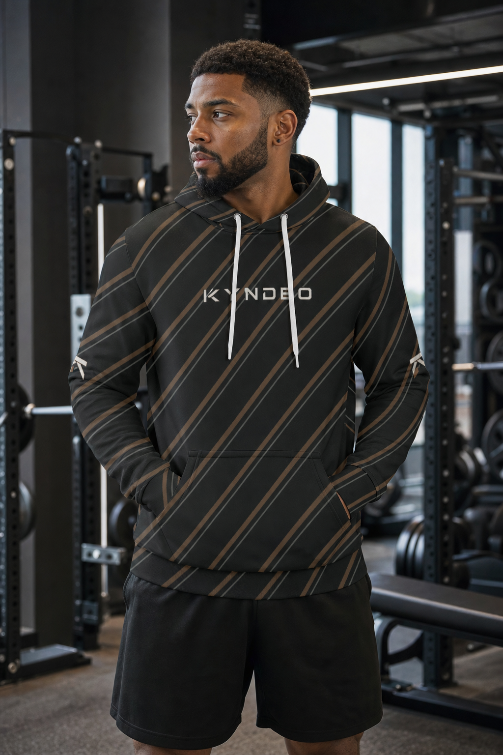 KYNDEO Men's Maison Grid Hoodie - Noir Bronze Line