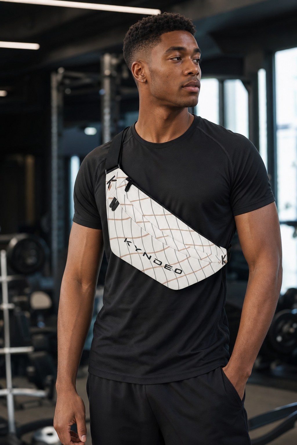 KYNDEO Motion Sling Fanny Pack - Ivory Grid